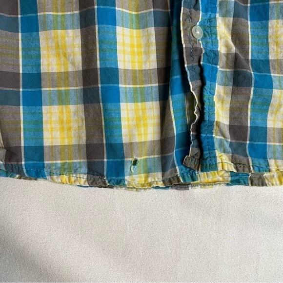 Rocawear Plaid Short Sleeve Button Down Shirt Boys Size 14 yellow blue - Picture 7 of 9